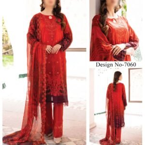 Gullrang Classic Embroidered–Chiffon–Red